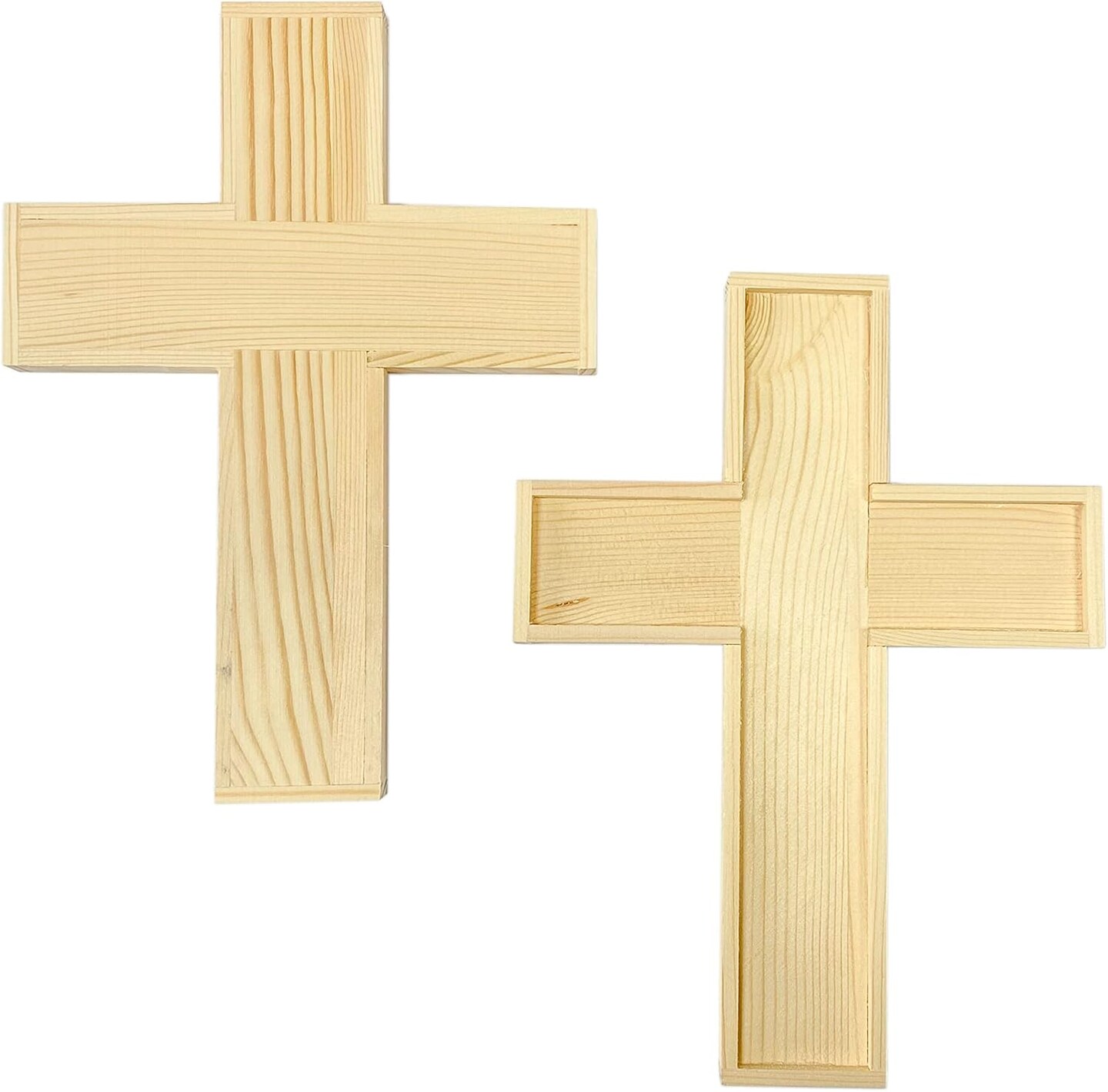 12 Pack Unfinished Wood Crosses Natural Solid Wooden Cross for Crafts (9 x 6.3 x 0.47Inches)