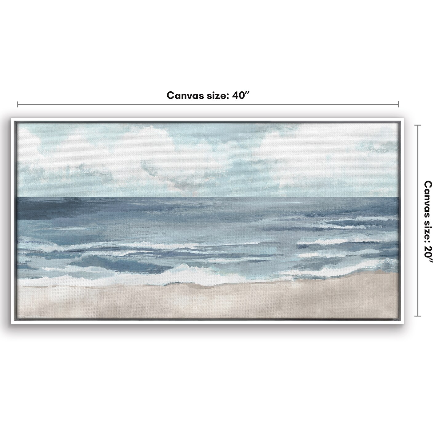 Americanflat Canvas Wall Art Featuring Beige Sand, Blue Ocean and White Sky - Coastal Beach Wall Art