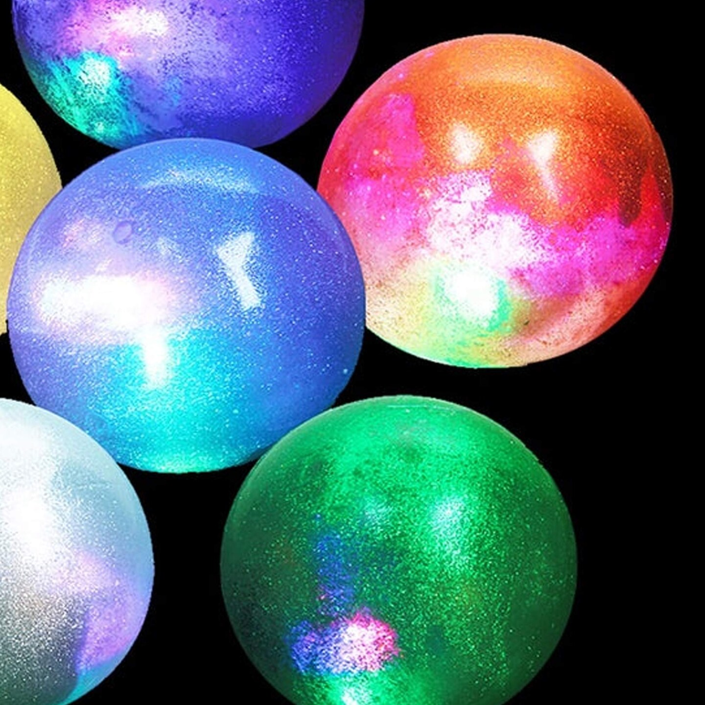 Flashing Galaxy Squeeze Ball 2.5" – LED Impact Light Toy (Assorted Colors)