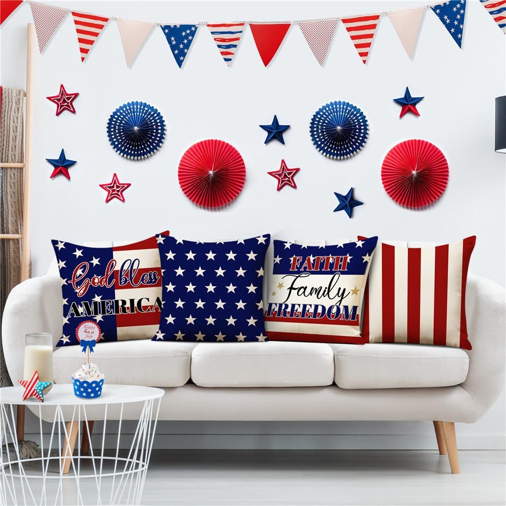Throw Pillow Covers for 4th of July Decorations