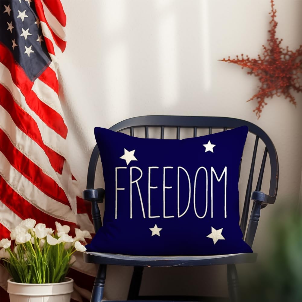18x18, Set of 2 Decorative Throw Pillow Covers for 4th of July Decorations
