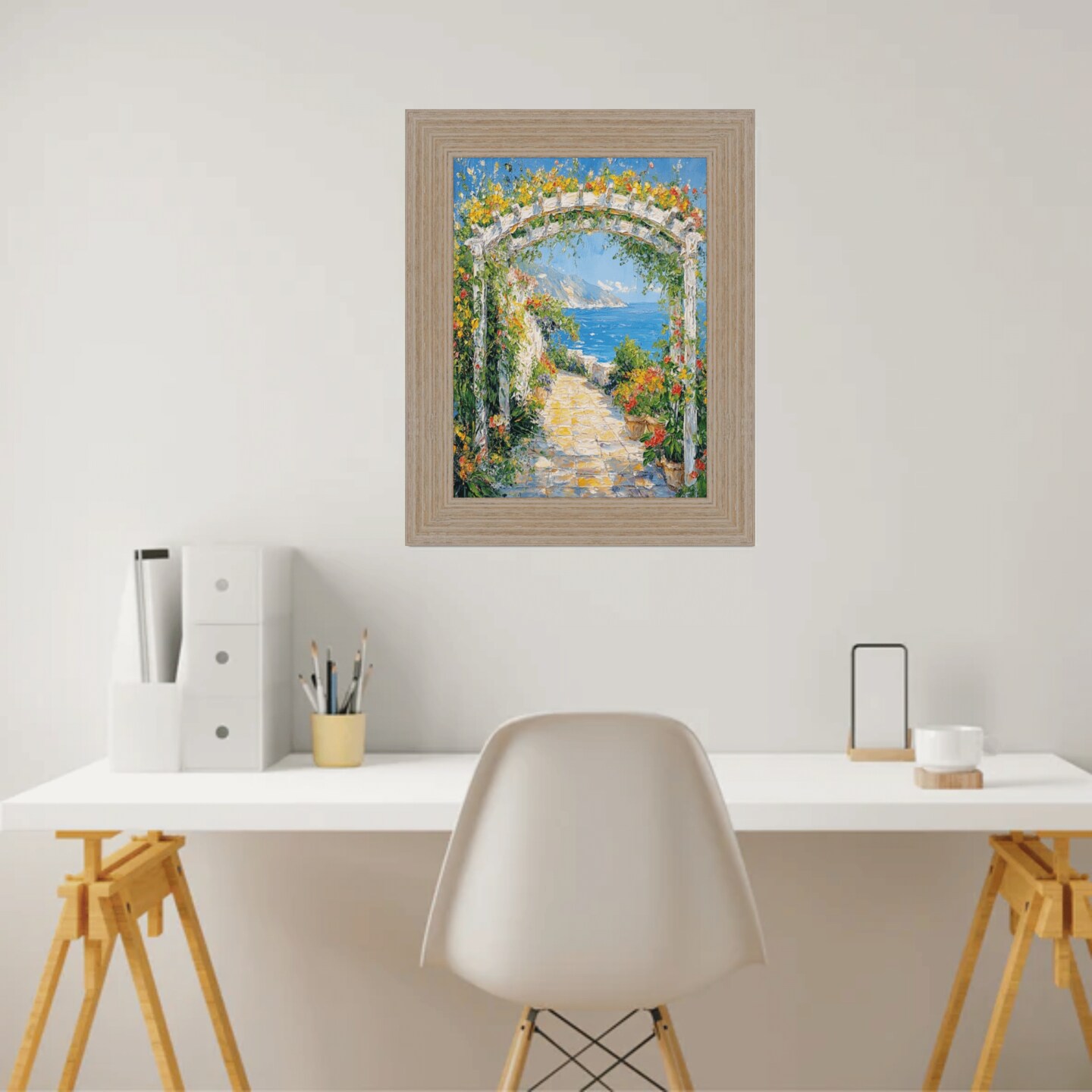 Wide Rustic Light White Grain Wood Picture Frame 13x19 frame