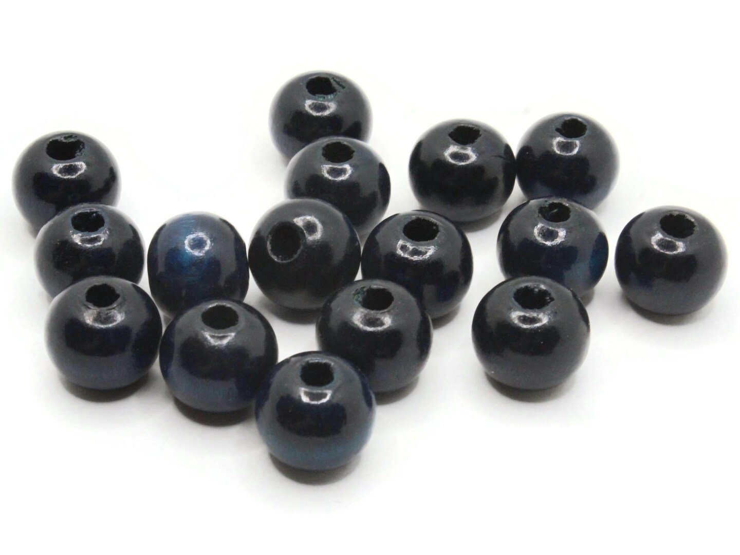 16 14mm Round Blue Vintage Wooden Beads