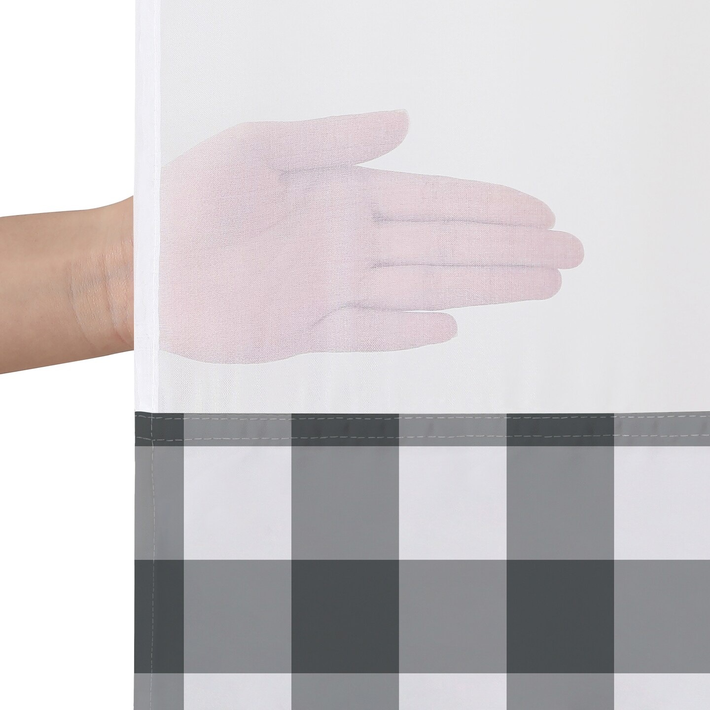 Americanflat 72x75 Hookless Shower Curtain - Water-Resistant Shower Curtain with Sheer Panel, Snap-In Liner, and Grommets - 100% Polyester