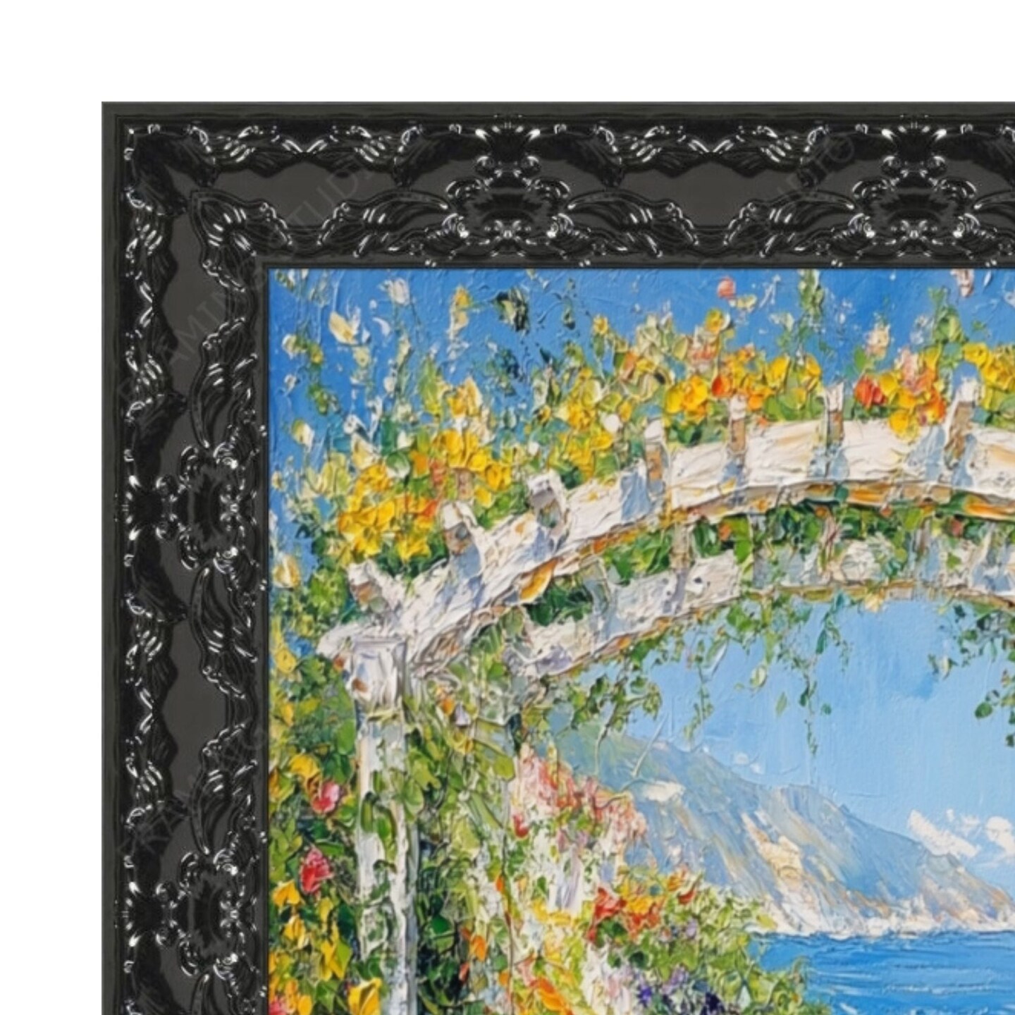 Piano Black Glossy Ornate Picture Frame 20x28 frame