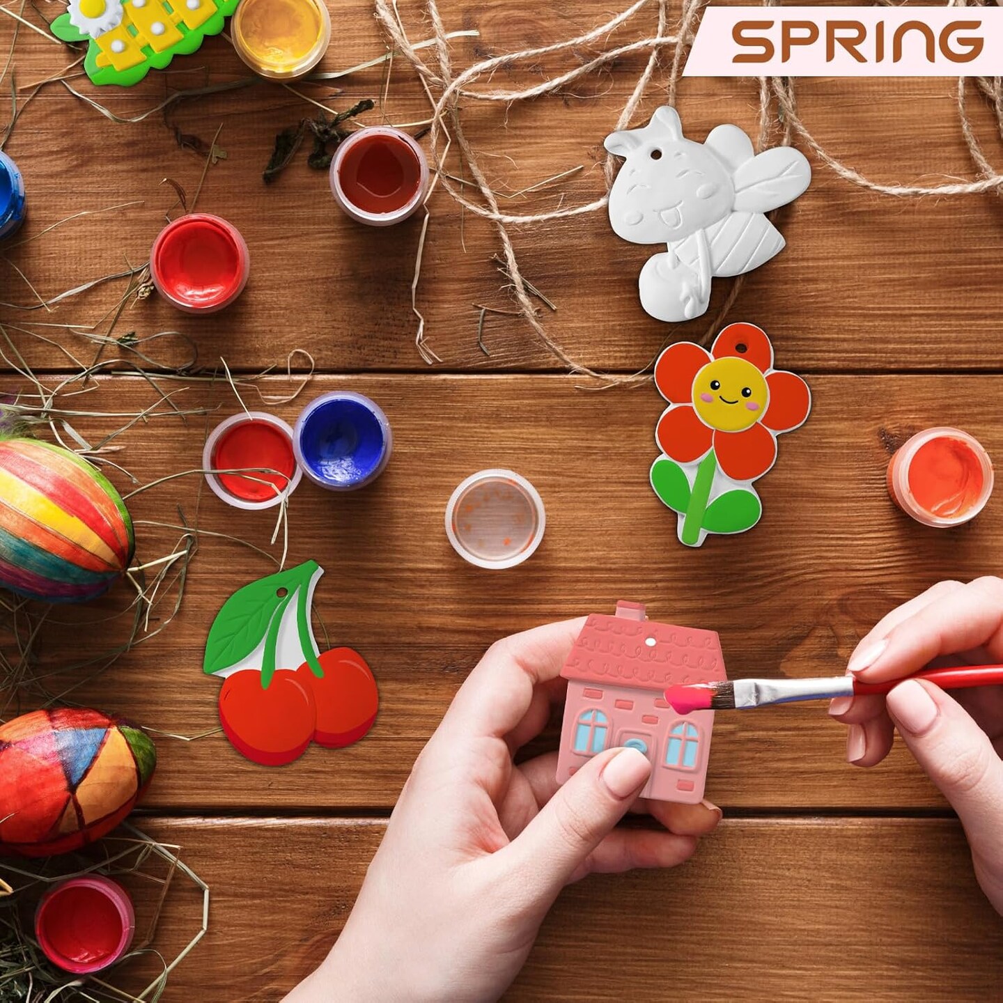 24 Sets Ceramics to Paint Kids Arts and Crafts Painting Kit (Spring)