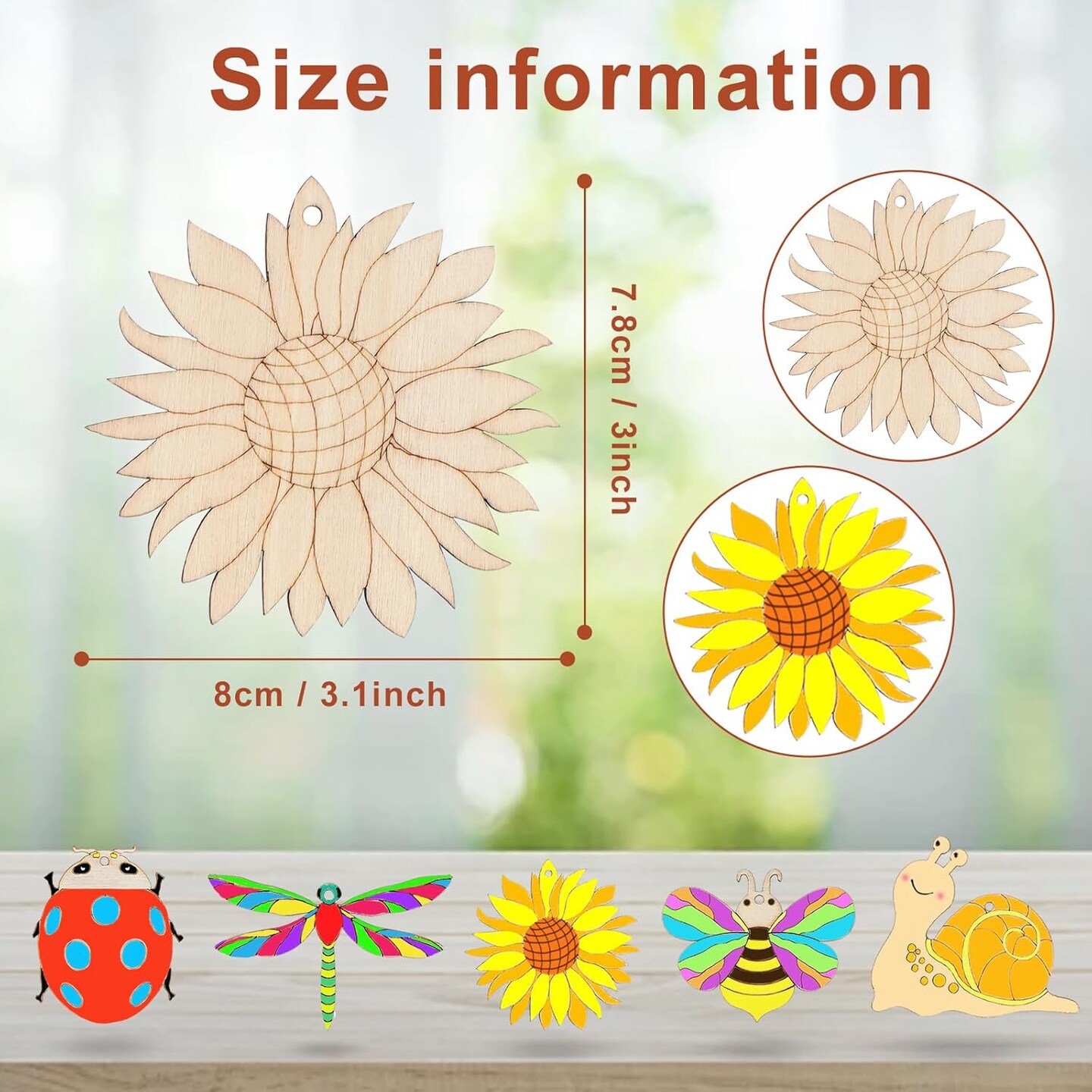 24PCS Spring Crafts for Kids, Wooden Spring Ornaments to Paint, 8 Styles Unfinished Wood