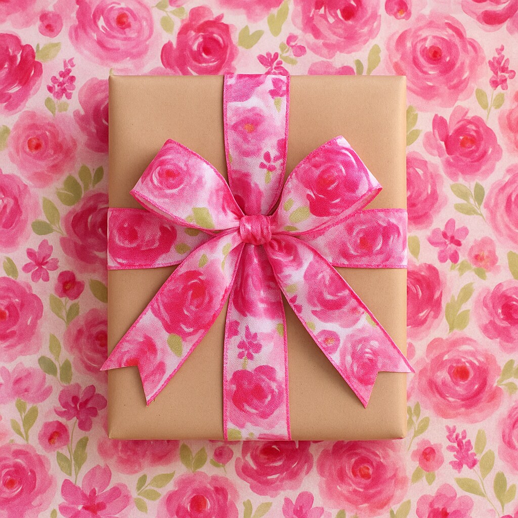 Designer&#x2019;s Shop WR 63-5201 Spring Summer Pink Wild Rose floral wired edge ribbons (2.5&#x22; x 10 yards)