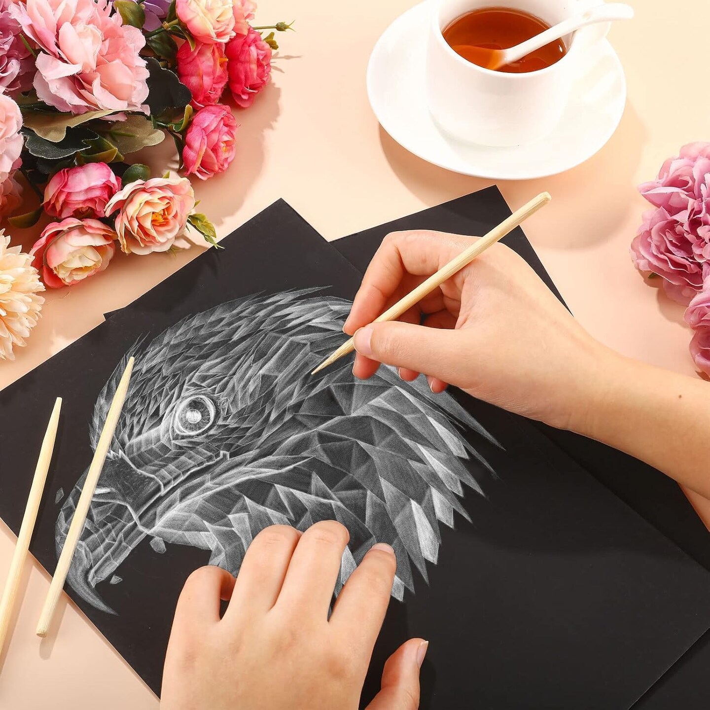 100 Pieces Scratch Paper Art Set Craft Kits