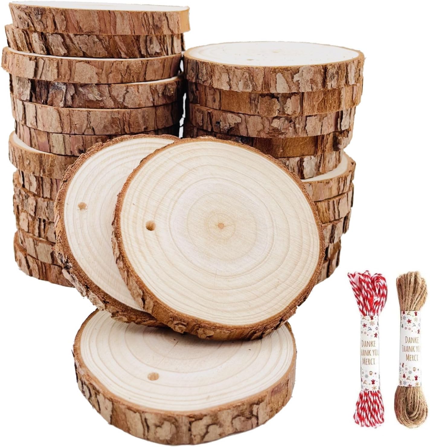 Unfinished Natural Wood Slices 30 Pcs 2.75-3.1 inch