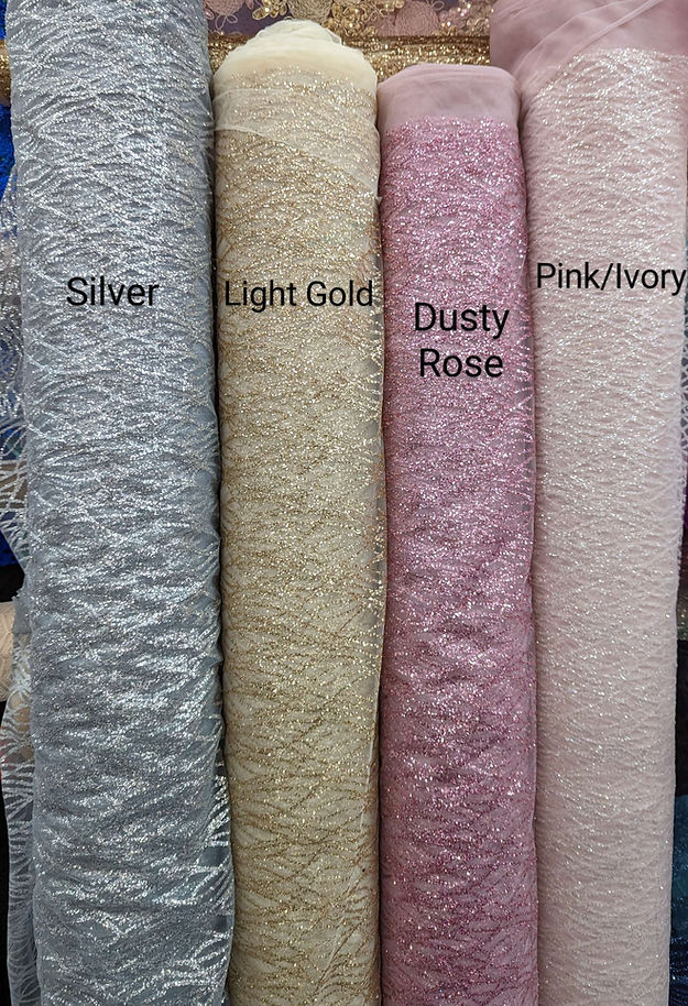 1 Yard Glitter Lace Sheer Mesh Fabric with Shine and Minimal Stretch 100% Polyester 59/60" Wide