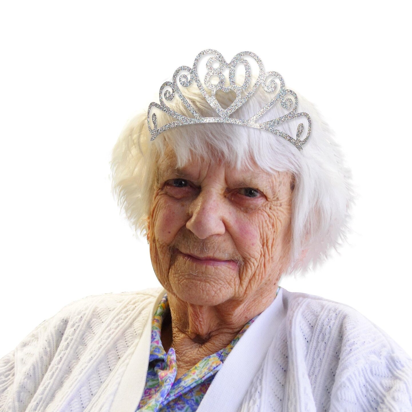 6 Pack Beistle Glittered Metal 80th Birthday Party Tiara
