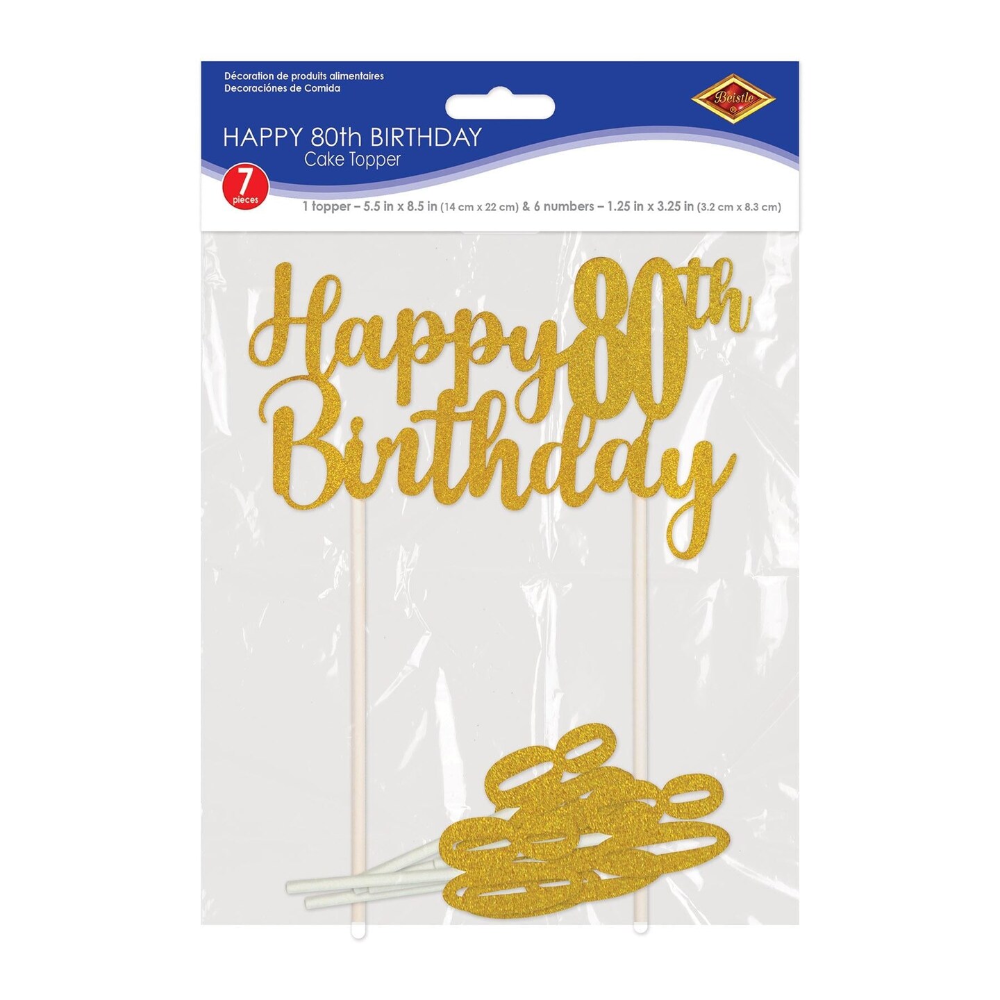 12 Pack Beistle Happy 80th Birthday Party Cake Topper