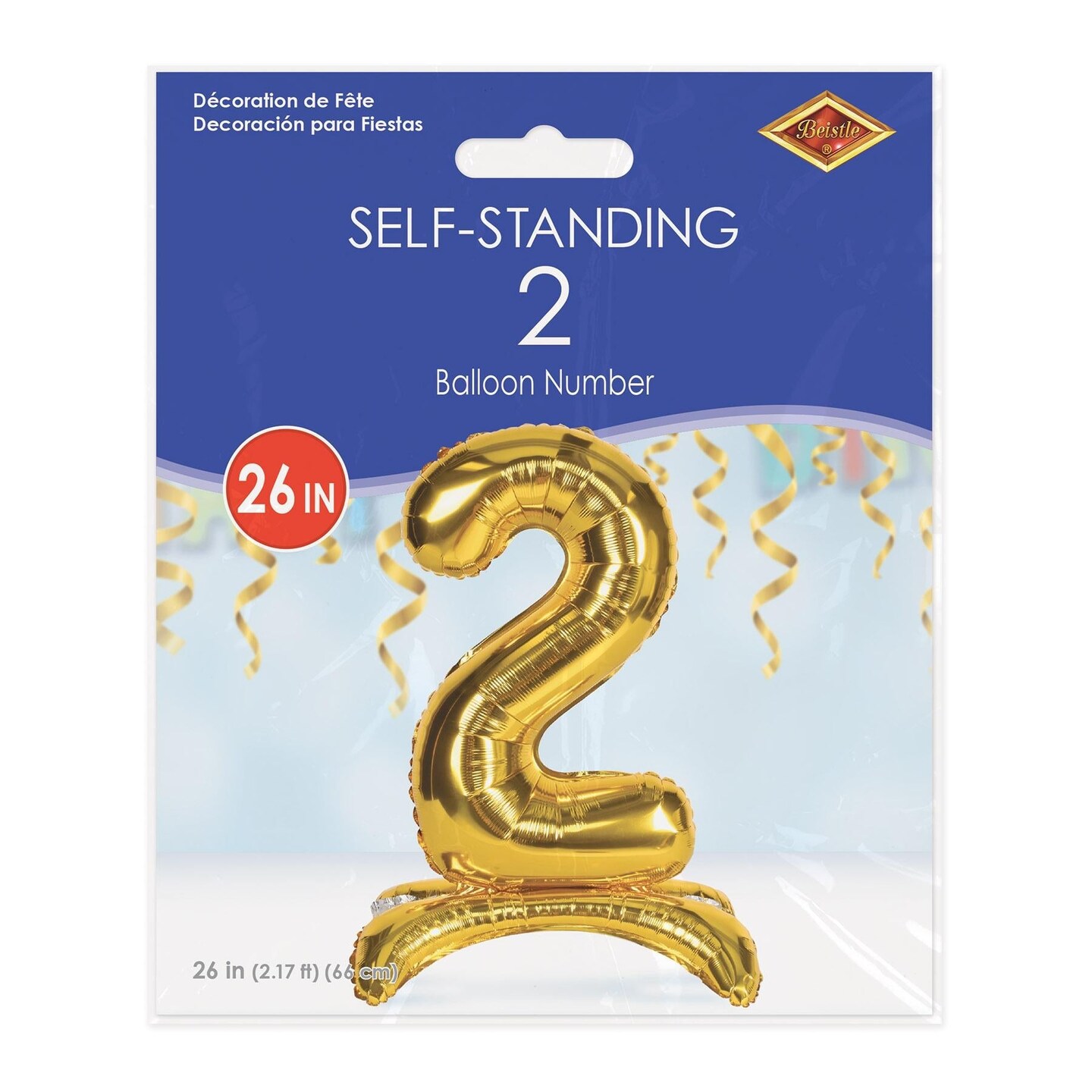 6 Pack Beistle Self-Standing Balloon Number 2