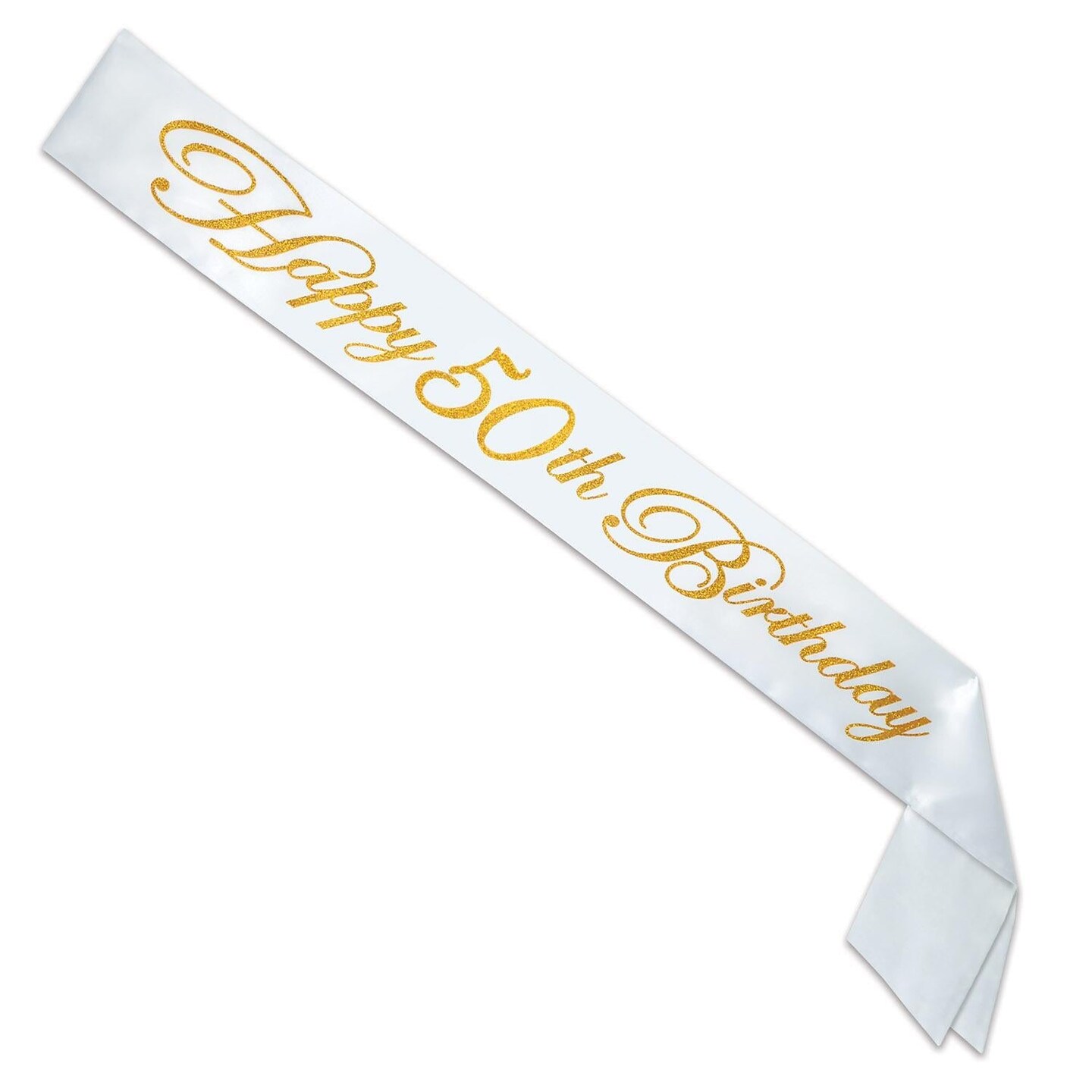 6 Pack Beistle Glittered Happy 50th Birthday Satin Sash