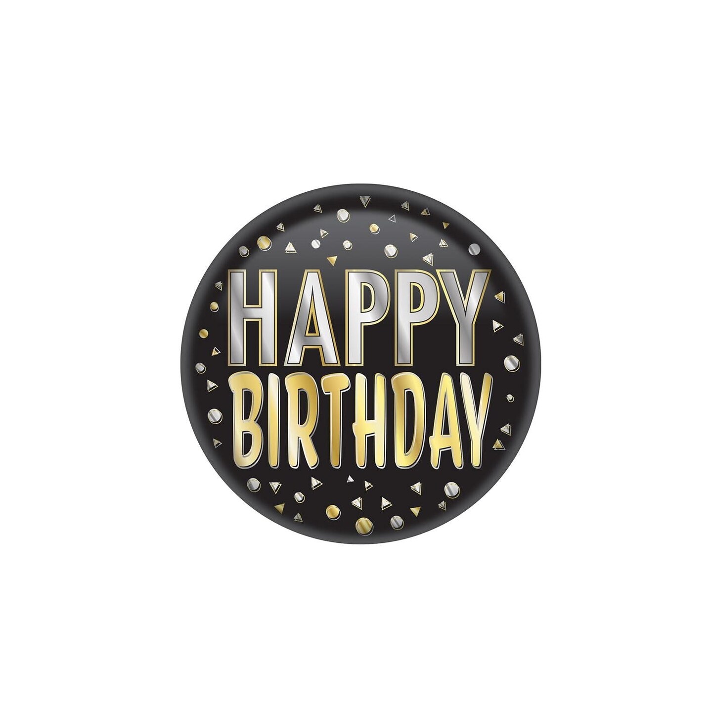 6 Pack Beistle Happy Birthday Button- Black