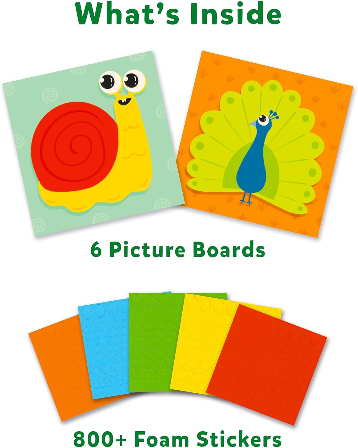 Foam Sticker Art Activity - Animals, Mess-Free Fun for Kids, 800+ 3D Foam Stickers, DIY Felt Craft Kits, Gifts for Boys & Girls Ages 3, 4, 5, 6, 7