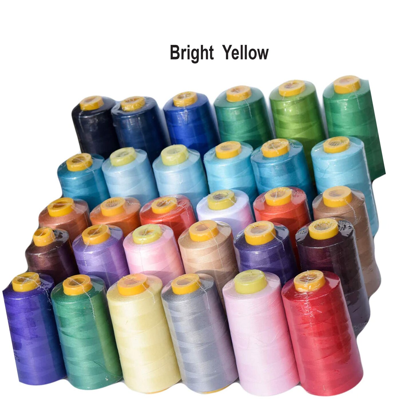 Bright Yellow Polyester Sewing Thread 6000 Yards All-Purpose for Machine, Serger, Quilting & Crafts