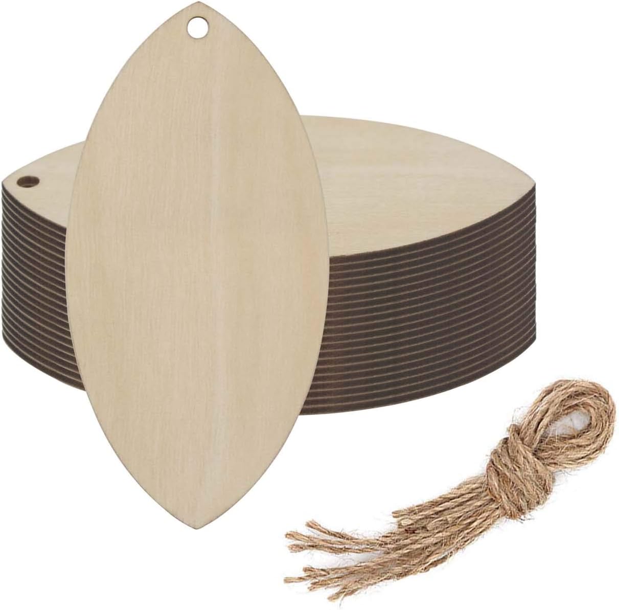 20pcs Surfboard Wood DIY Crafts Cutouts Wooden Surfboard Shaped Hanging Ornaments with Hole Hemp Ropes Wood Tags for DIY Projects Wedding Birthday Party Decorations