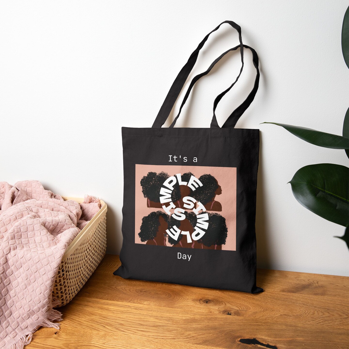 Its a Simple Day Tote Bag Cotton Canvas Tote Bag, Minimalist