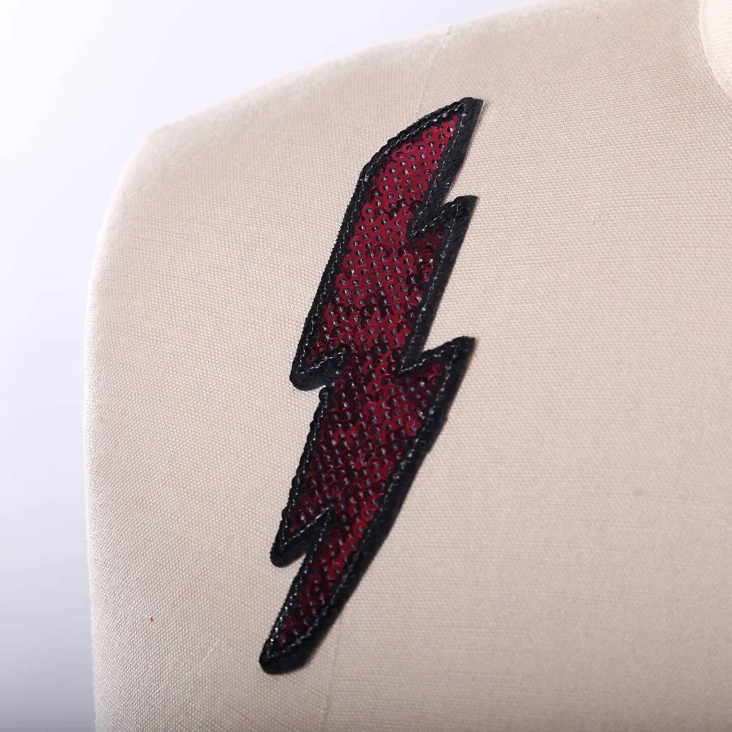 4.5&#x22; Magenta Lightning Patch Iron On Sequin Bolt Patch for Hats Jackets Backpacks Socks Clothing