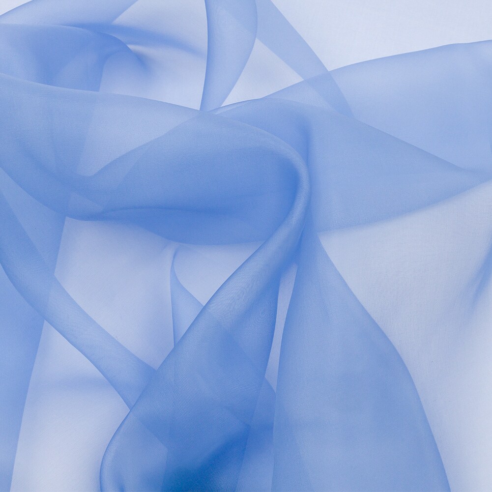 1 Yard Premium Silk Organza Fabric Sheer Lightweight Solid Regatta Blue 44 Inch Width