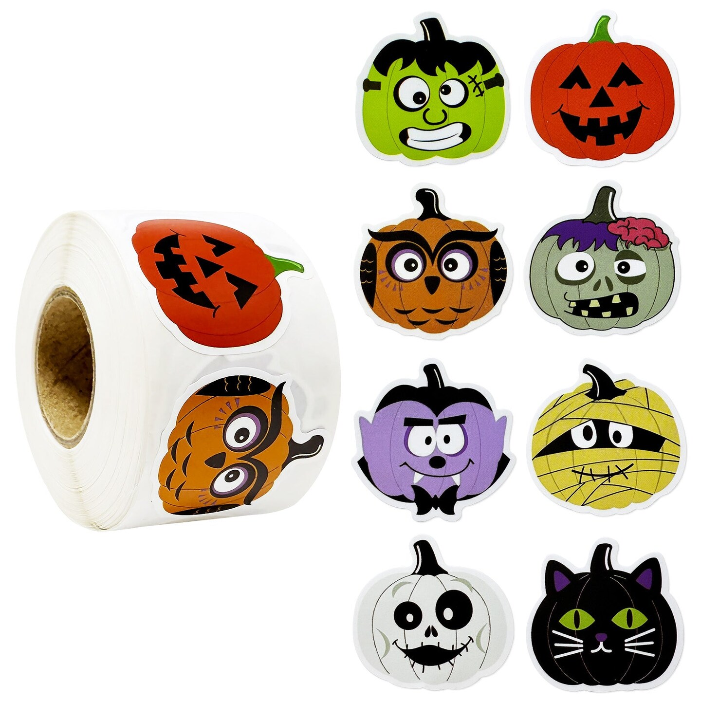 Wrapables Halloween Sticker Roll, Holiday Stickers for Sealing Cards, Envelopes, Gift Boxes, Festive Party Favors (500pcs), Assorted