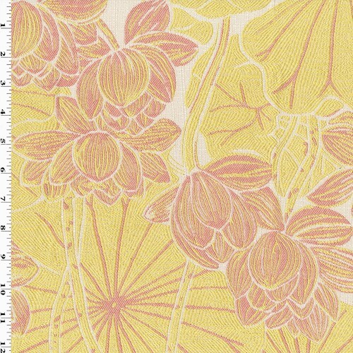 Yellow/Pink/Multi Large Floral Jacquard Home Decorating Fabric By the Yard