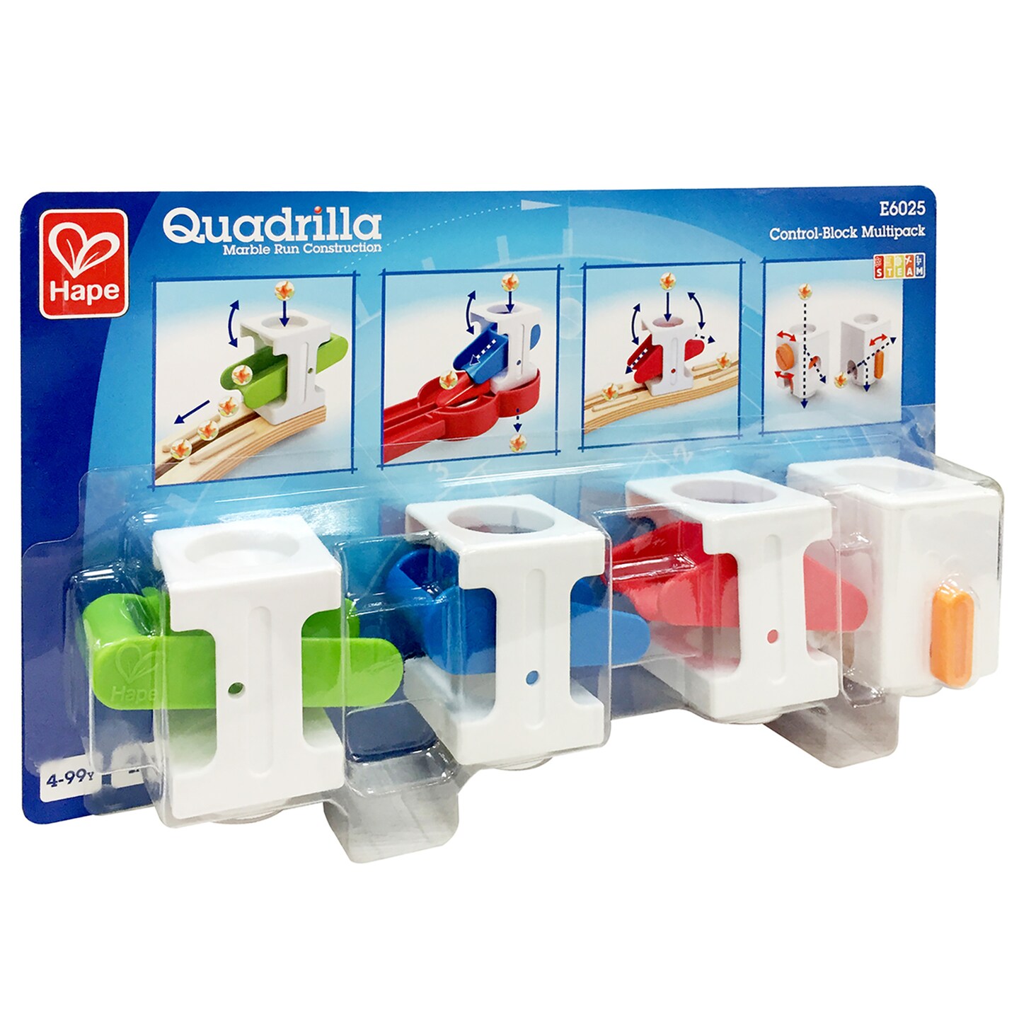 Hape: Quadrilla: Control Block Multipack - Distributor Block, 3 Types of See-Saw, For Use With Quadrilla Marbel Runs, Toy Accessory, Kids Ages 4+