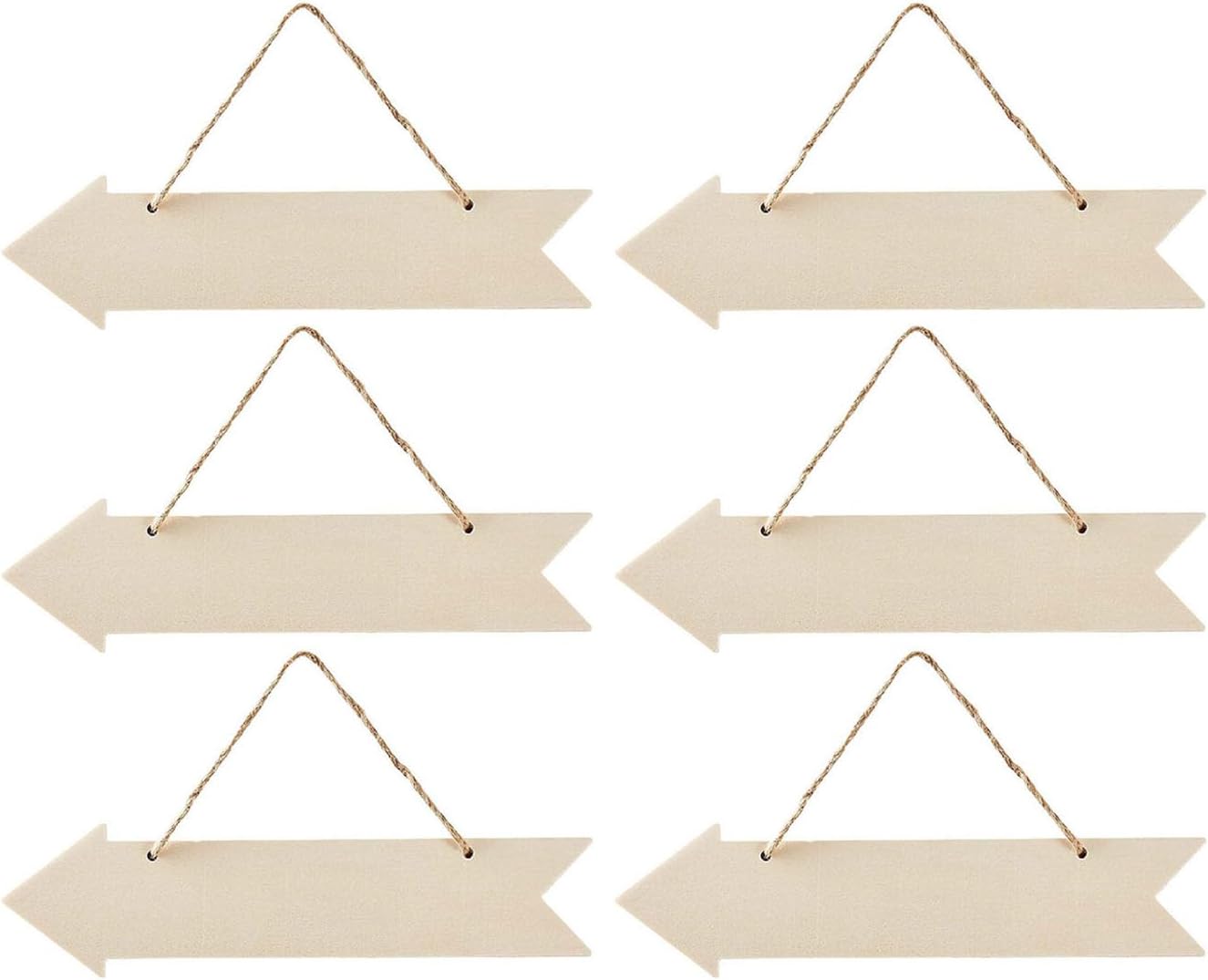 6pcs Unfinished Wood Sign Blank Arrow Shape