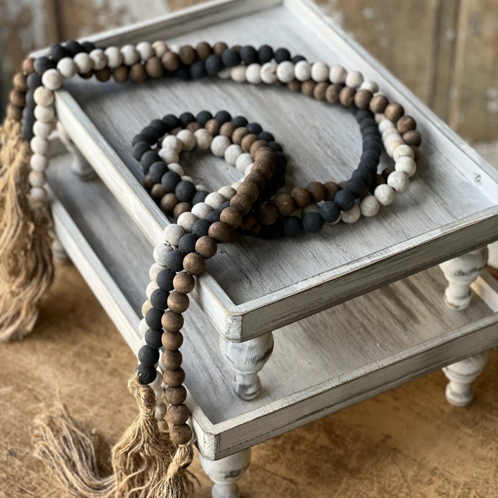 Beaded Garland 59" (set of 2) – Decorative Wooden Beads Holiday & Everyday Home Décor - Final sale / Non-returnable and Non-refundable