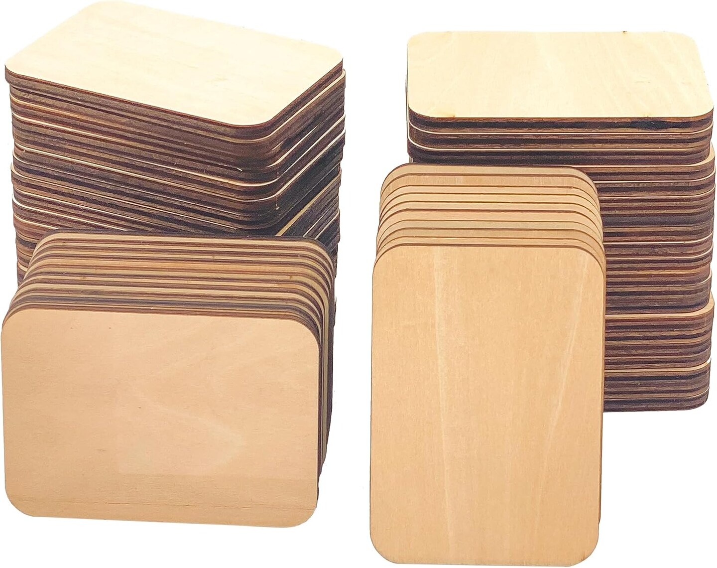 60 Pieces Unfinished Basswood Rectangles 2.5x3.5 in 3/16 Thick Plywood Tiles
