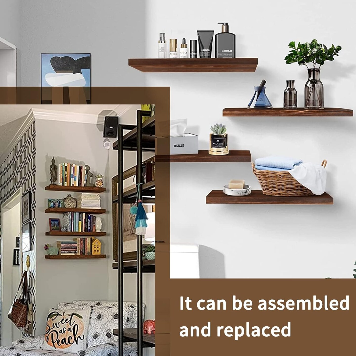 3Pack Rectangle Unfinished Wood Double Sided (11.4 * 6 * 0.59in)(Dark Brown)