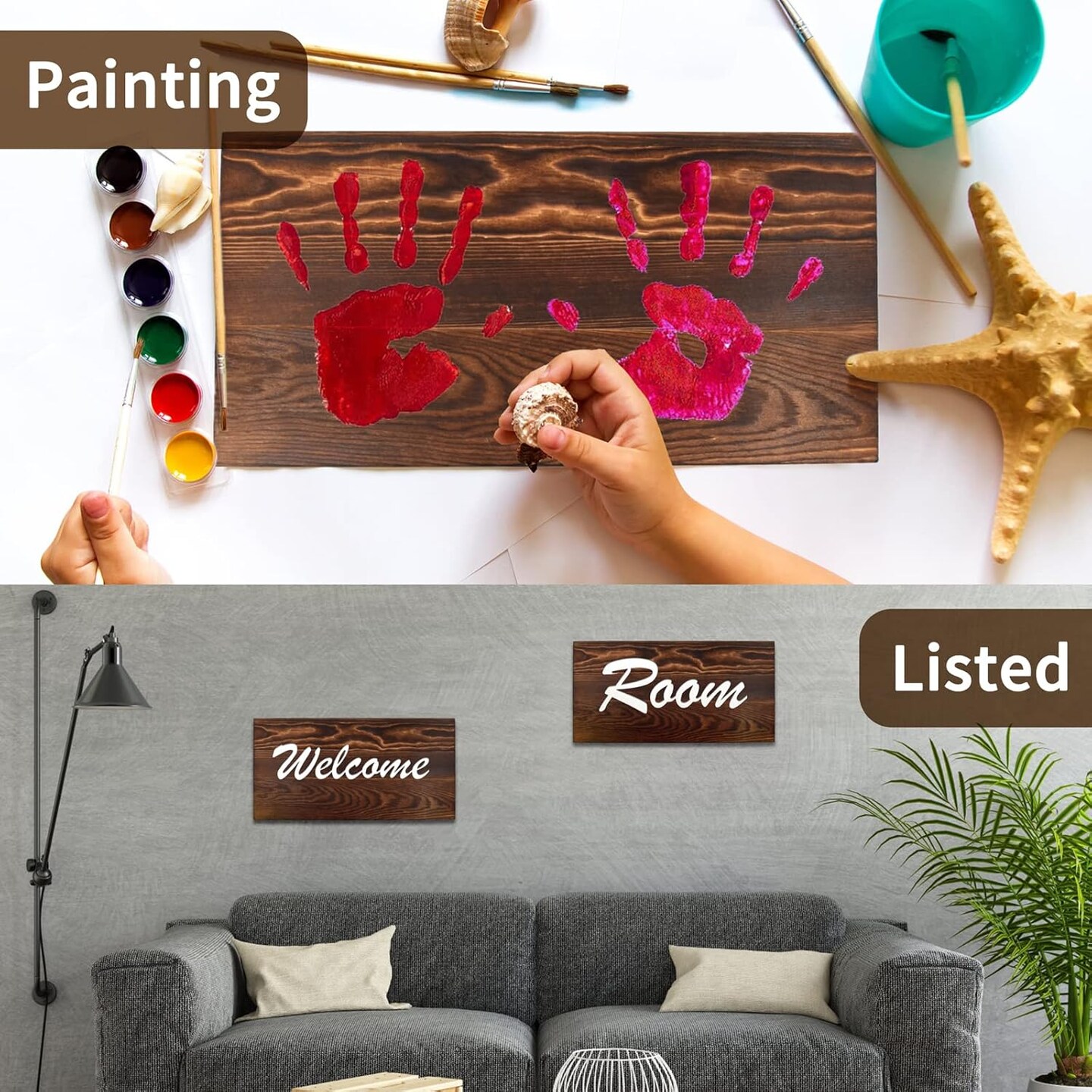 3Pack Rectangle Unfinished Wood Double Sided (11.4 * 6 * 0.59in)(Dark Brown)