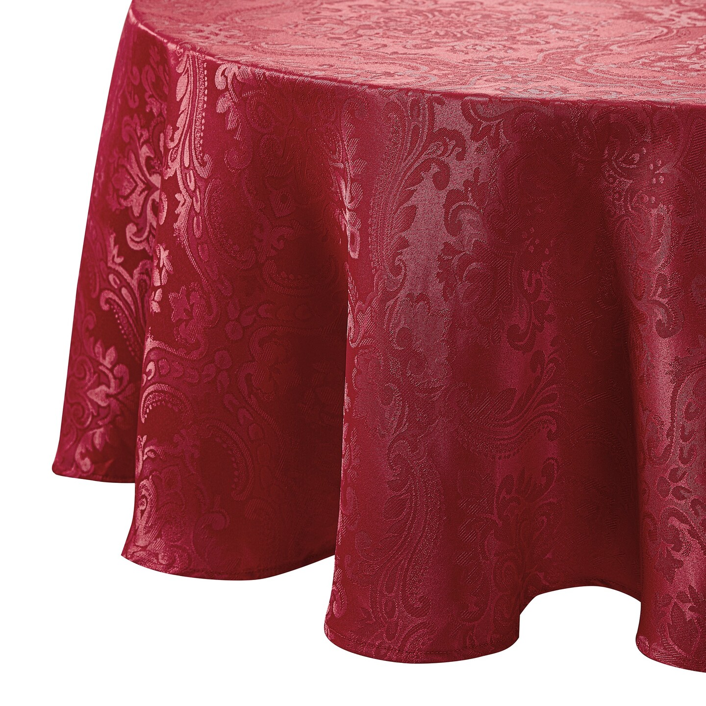 Threadmade Home Caiden Elegance Damask Tablecloth, Red - 90"W x 90"L Round