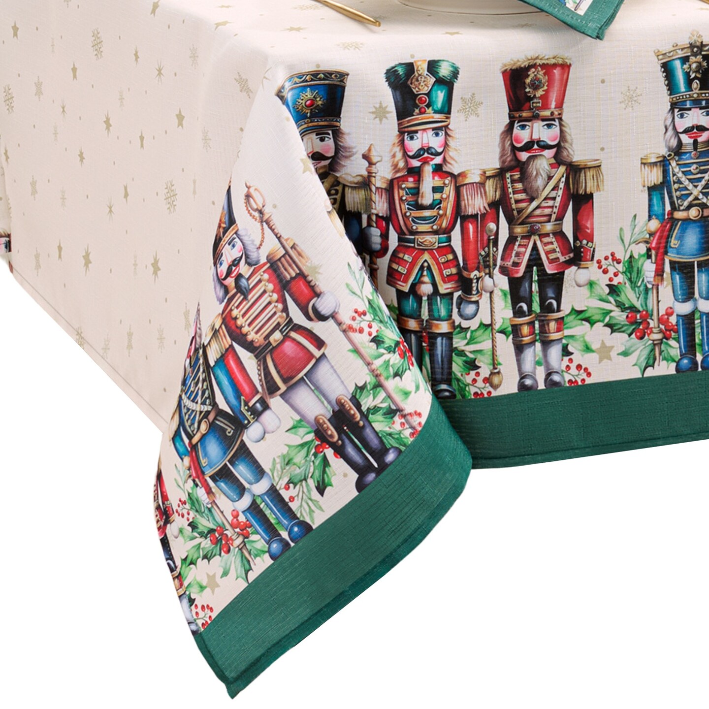 Threadmade Home Royal Nutcracker Tablecloth, Ivory - 60"W x 102"L