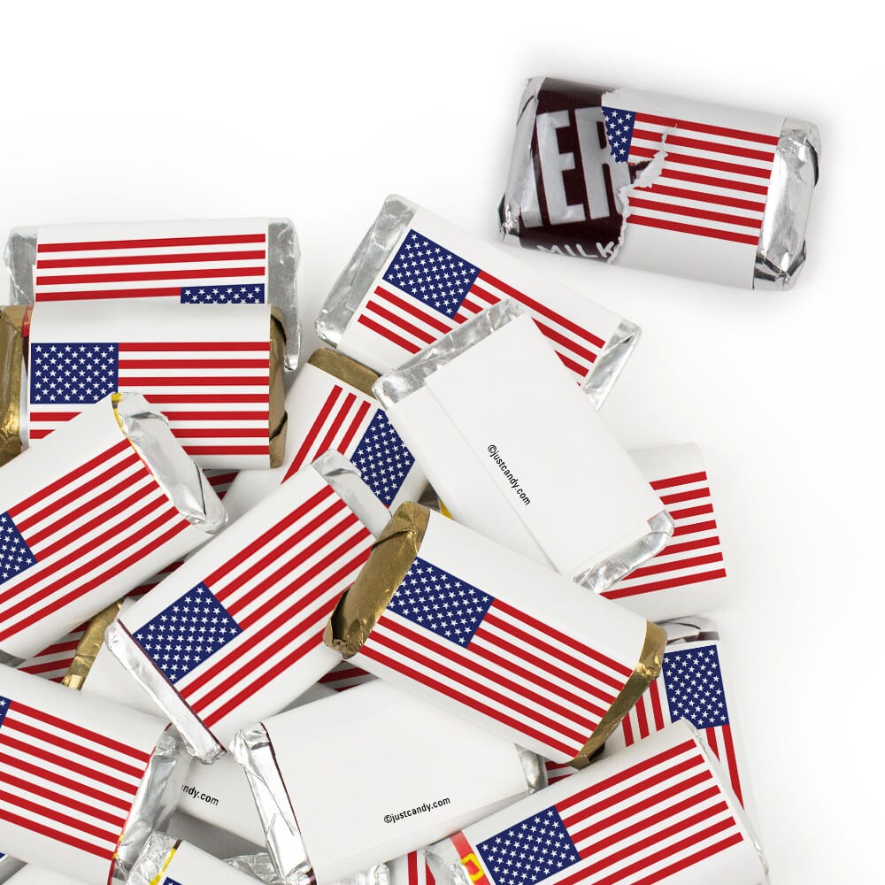 34ct Patriotic Assorted Individually Wrapped Hershey's Miniatures For 4th Of July Parties, Parade Candy, Gifting & Goodie Bags - Patriotic Flag (10oz)