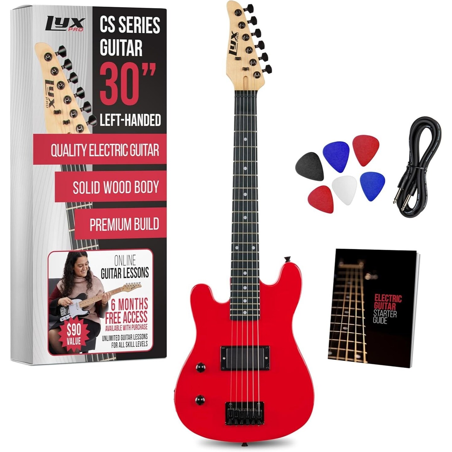 LyxPro CS 30” Left Hand Electric Guitar Kit for Beginner with Amp
