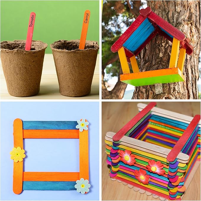 Jumbo Craft Sticks – Assorted Bright Colors, 100-Pack – Large Foam Craft Sticks for Kids Classroom Projects & DIY Crafts