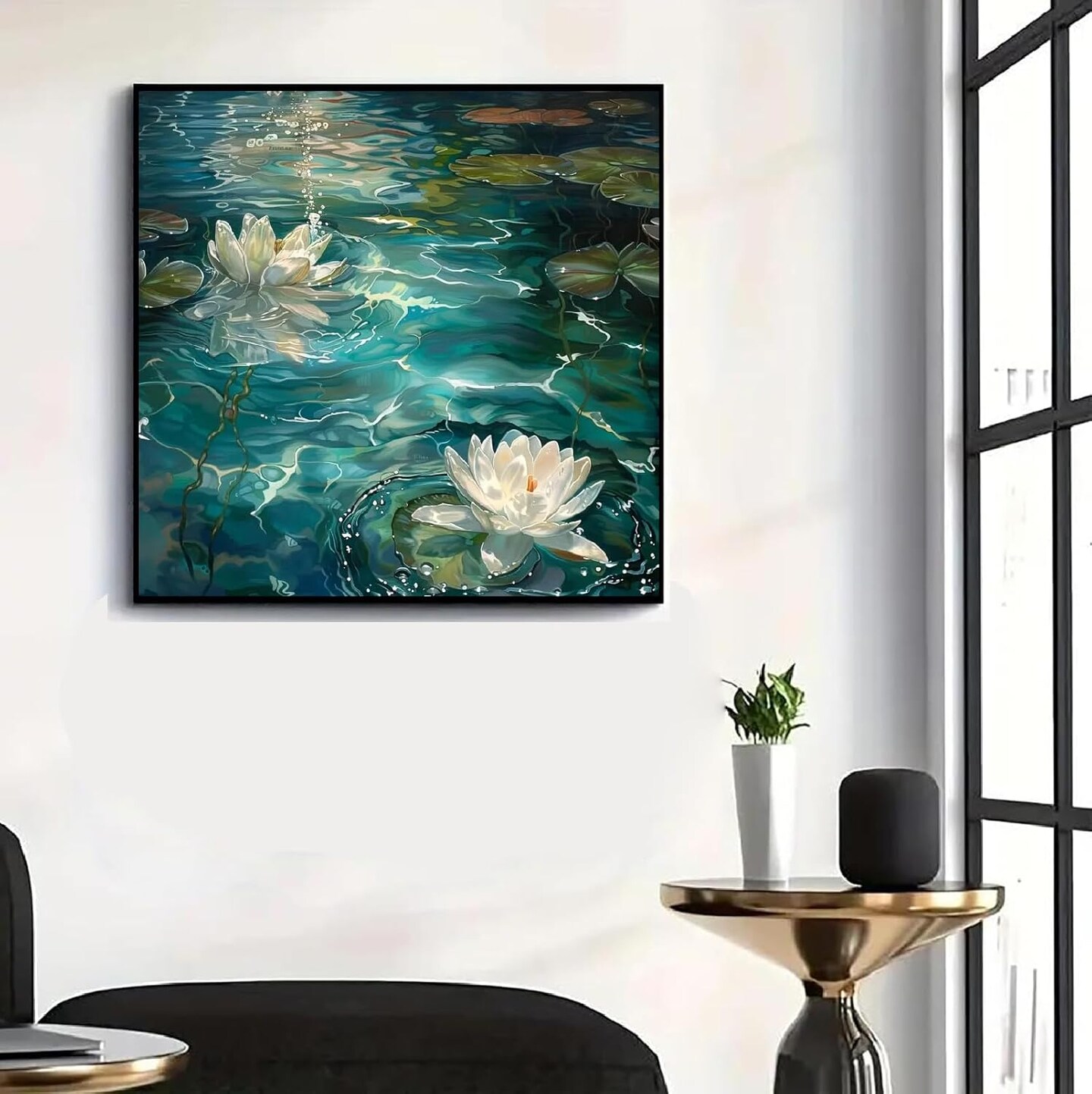 Lotus Flowers Diamond Art Kits for Adults - 12x12 Inch Summer Floral 5D Full Drill Diamond Painting - DIY Round Gem Art Paint by Numbers - Rhinestone Embroidery for Beginners & Home Wall Decor