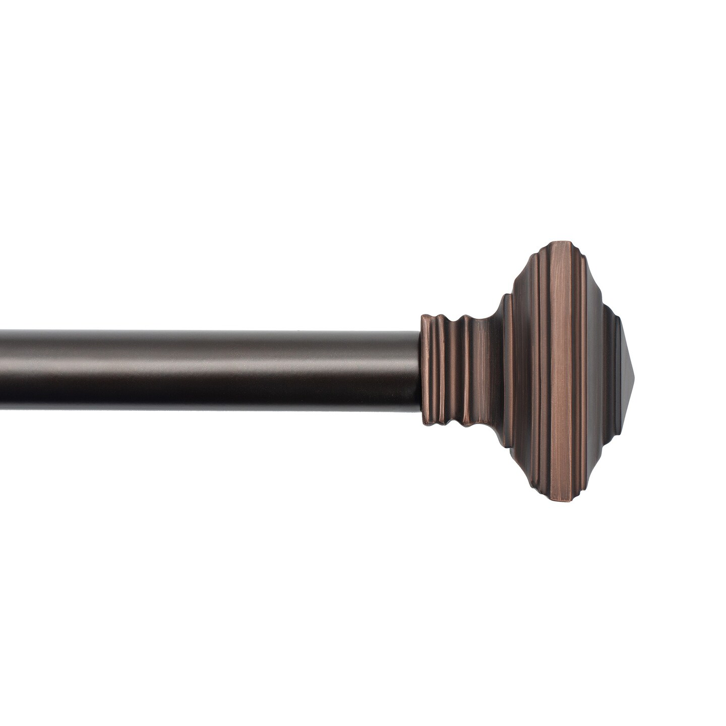 Threadmade Home Florence Single Curtain Rod with Stacked Square Finial, Antique Bronze - 86"W x 120"L