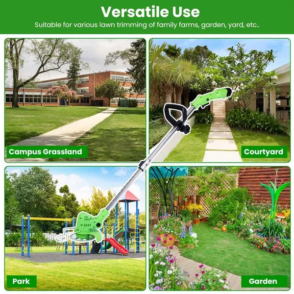 Cordless Grass Trimmer 12V Rechargeable Lawn Mower – Adjustable Electric Weed Wacker with 3 Blade Types