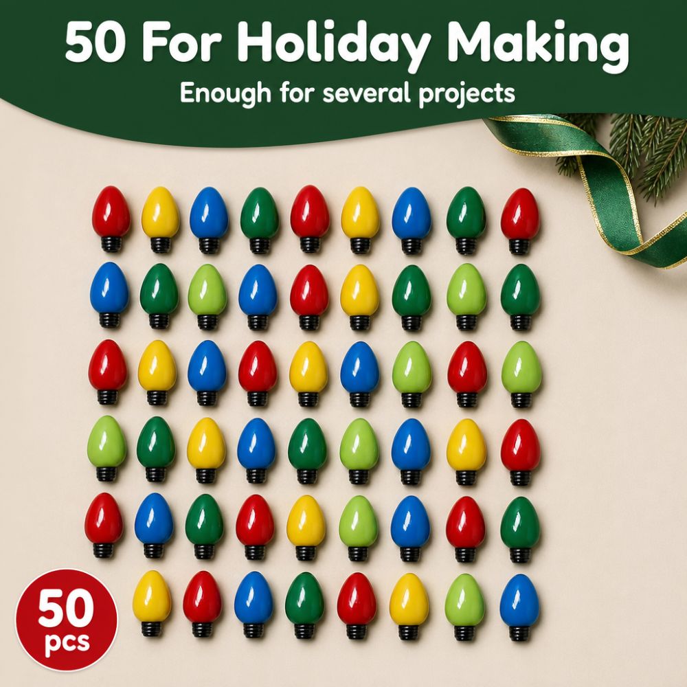 Buttons Galore 50+ Christmas Lights Button Super Value Pack for DIY Craft and Sewing Projects