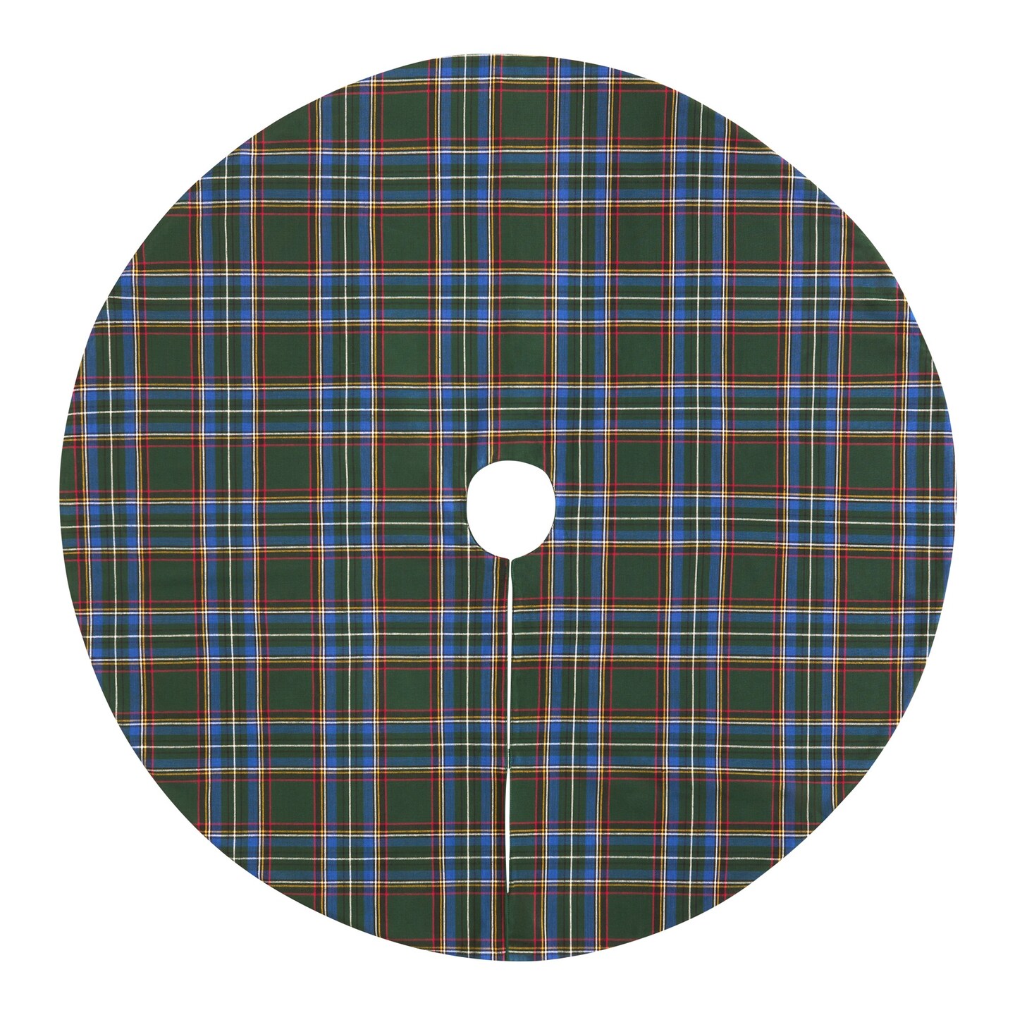 Threadmade Home Stowe Tartan Plaid Tree Skirt, Green - 48"W x 48"L