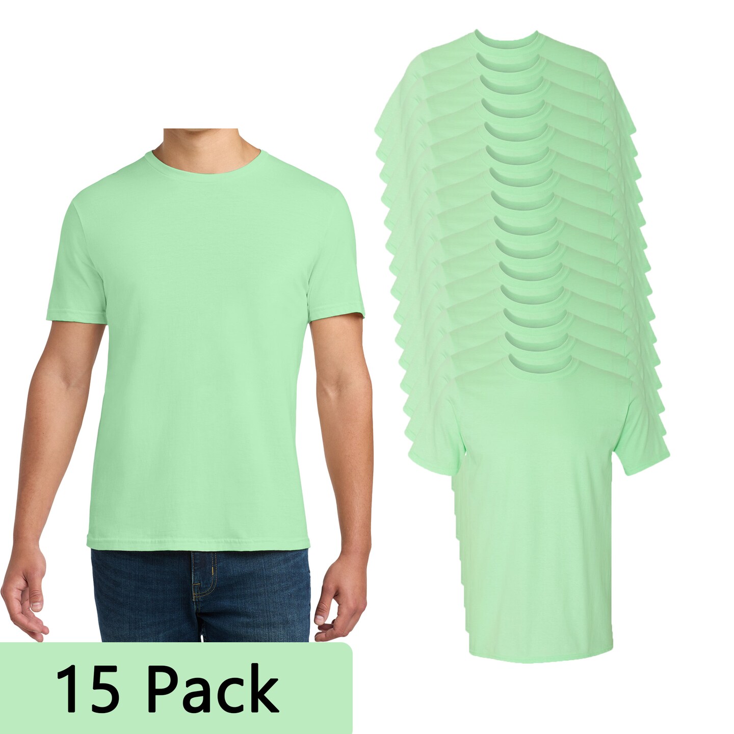 Gildan Men's Softstyle Blank T-Shirt for DIY Crafting & Heat Transfer Designs, Mint Green 3-15 Pack