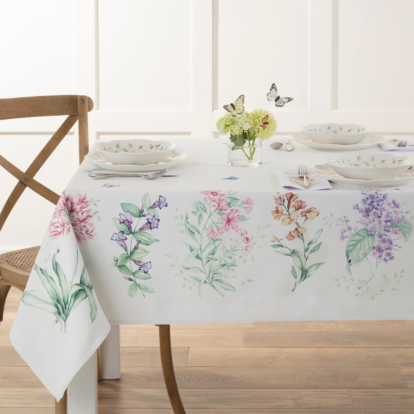 Lenox Butterfly Meadow Garden Tablecloth, Multicolor - 60"W x 120"L