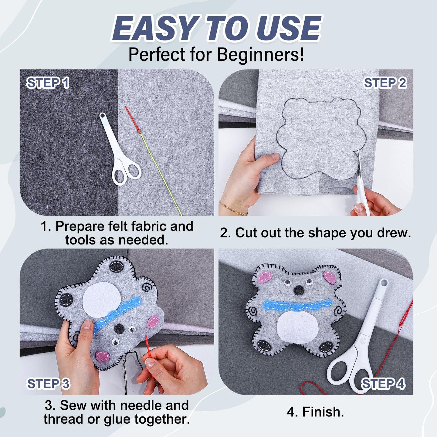 6 Rolls 12"x35" 1.4mm Thick Soft Felt Fabric Sheet 6 Assorted Black White Series Colors Felt Pack for DIY Craft Sewing Squares Nonwoven Patchwork