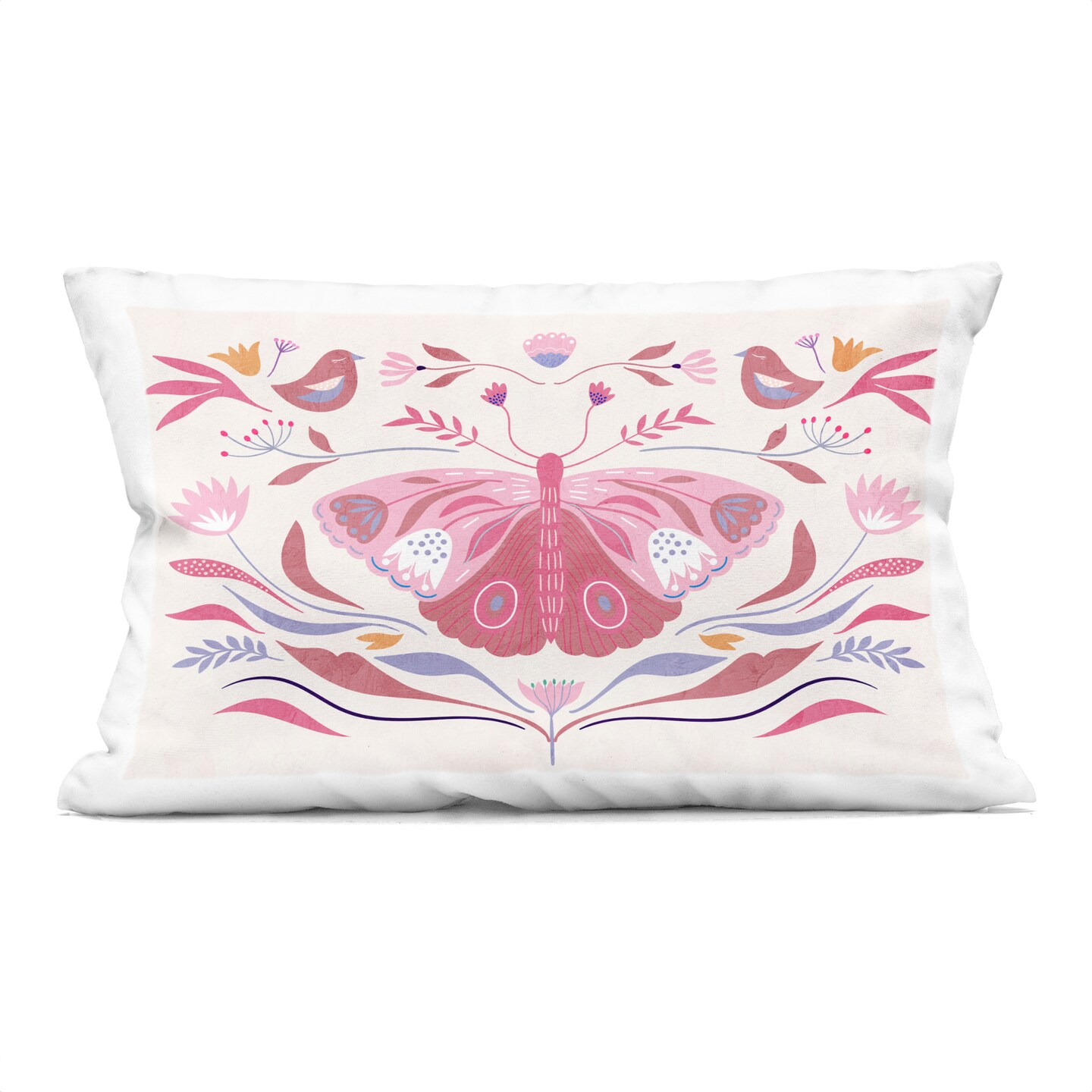 Stupell Industries Pink Boho Butterfly Decorative Printed Throw Pillow, design by Kim Allen, 14 x 7 x 20