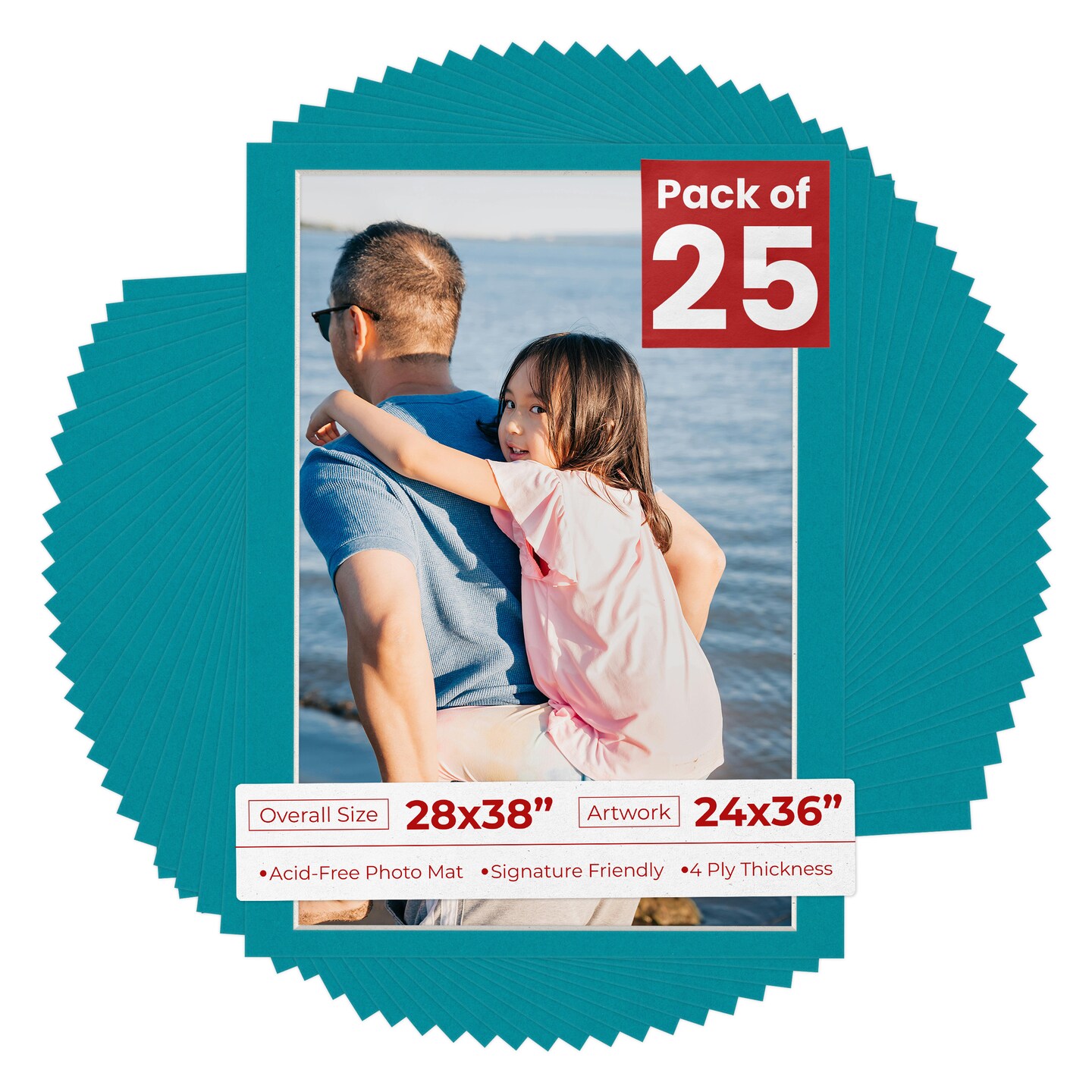Reef Blue Mat Board for 28x38 Frames - Fits 24x36 Photos, Color: Blue ...