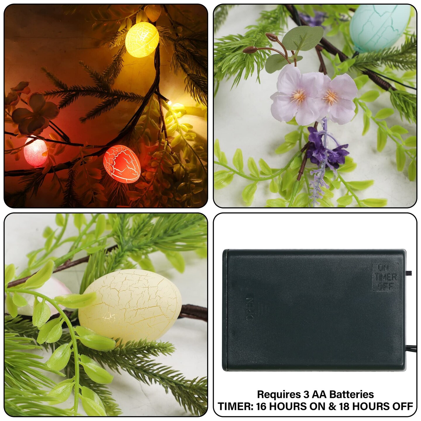 6 FT Lighted Easter Garland, Easter Decorations for Home, Egg Garland Spring Fireplace Mantel Decor, Indoor & Outdoor Holiday Parties Display